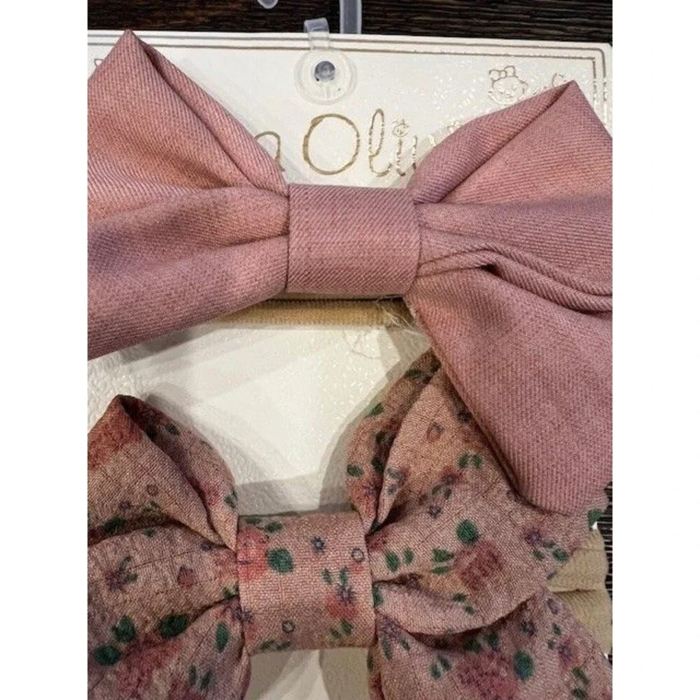 Ava Olivia Baby Girl Headbands 5-Pack Soft Fabric Bows, Neutral & Floral  NEW
